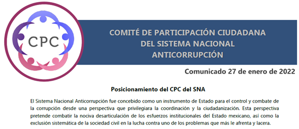 Posicionamiento Sobre Intenciones De Reforma Al Sistema Nacional Anticorrupción